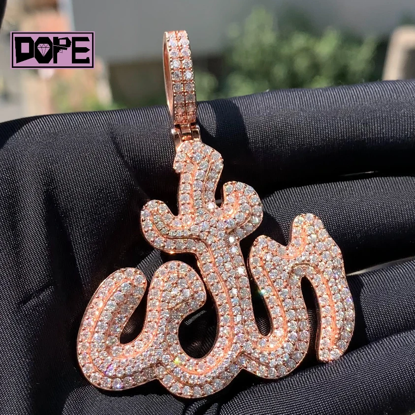 Collier pendentif moissanite argent sterling 925 plaqué or rose_voghion.com