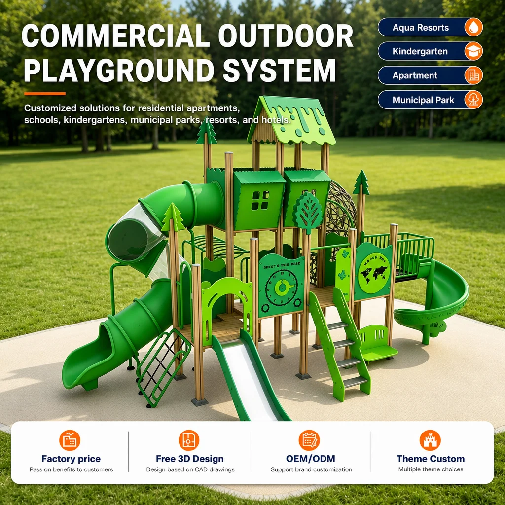 Forest Treehouse Slide Outdoor Playground Equipment Kids Climbing Frame Swing Set Galvanized Steel CE CPC ASTM Certified OEM