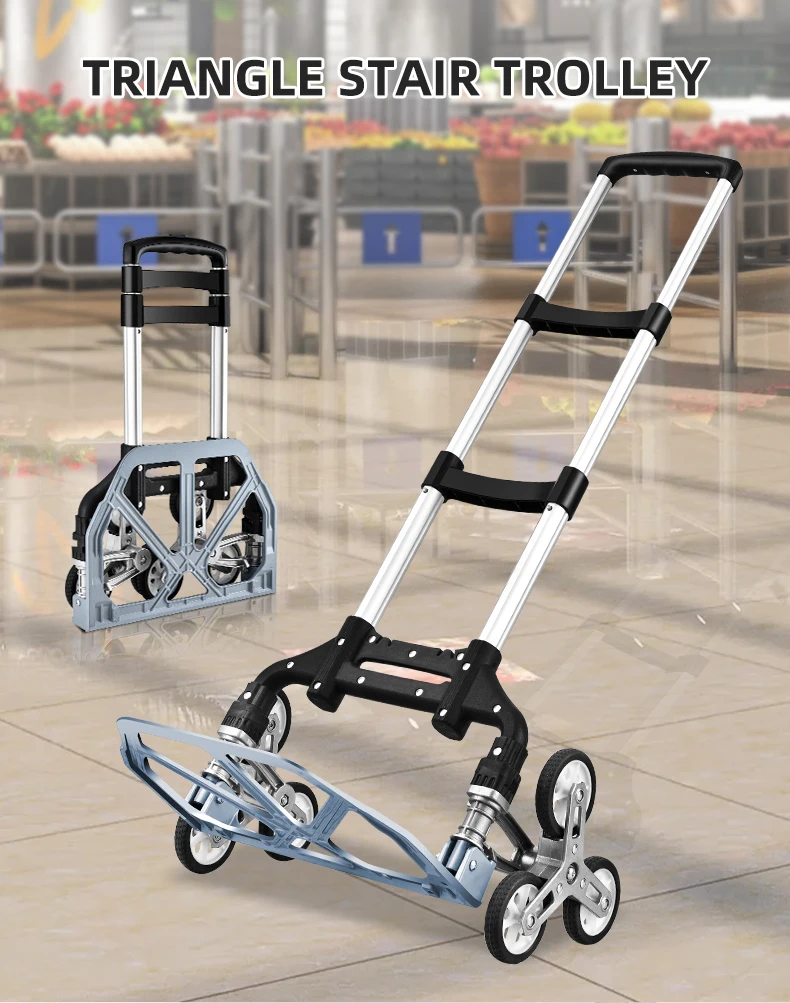 Stair Climber Hand Truck and Dolly, 176 Lb Capacity Heavy-Duty Trolley Cart with Telescoping Handle and TPR Wheels