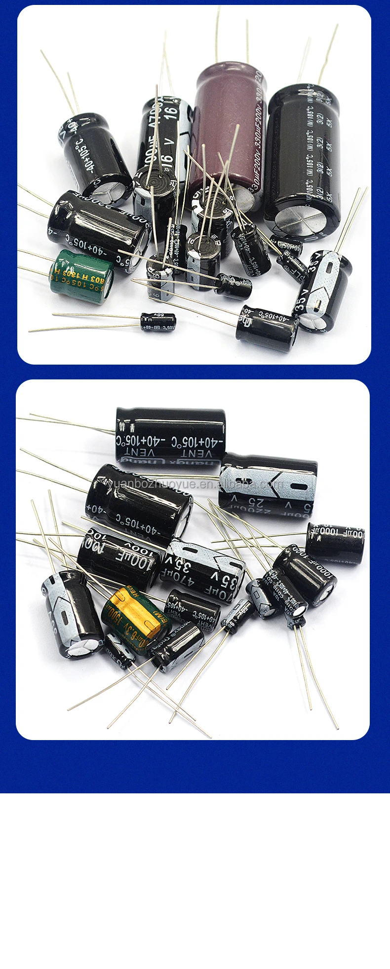 Inline Aluminum Electrolytic Capacitor Components 16/25v/35v/50/10/47