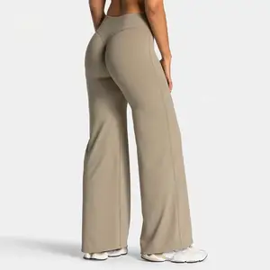 Custom Solid Butt Lifting Yoga Scrunch Straight Leg Pants Gym Wear Workout Fitness Clothes High Waisted Breathable Leggings