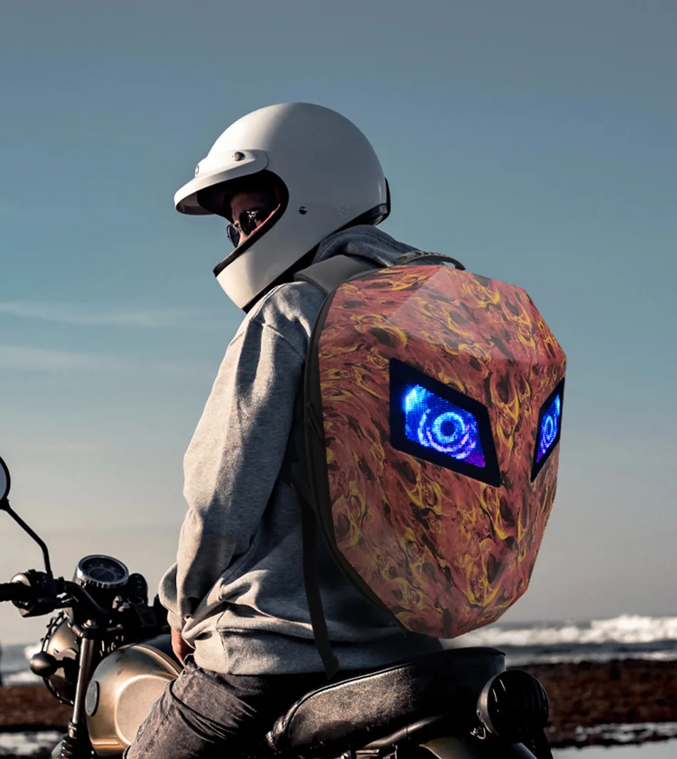 Mochila Led Para Moto Con Pantalla Programable Impermeable, Gran