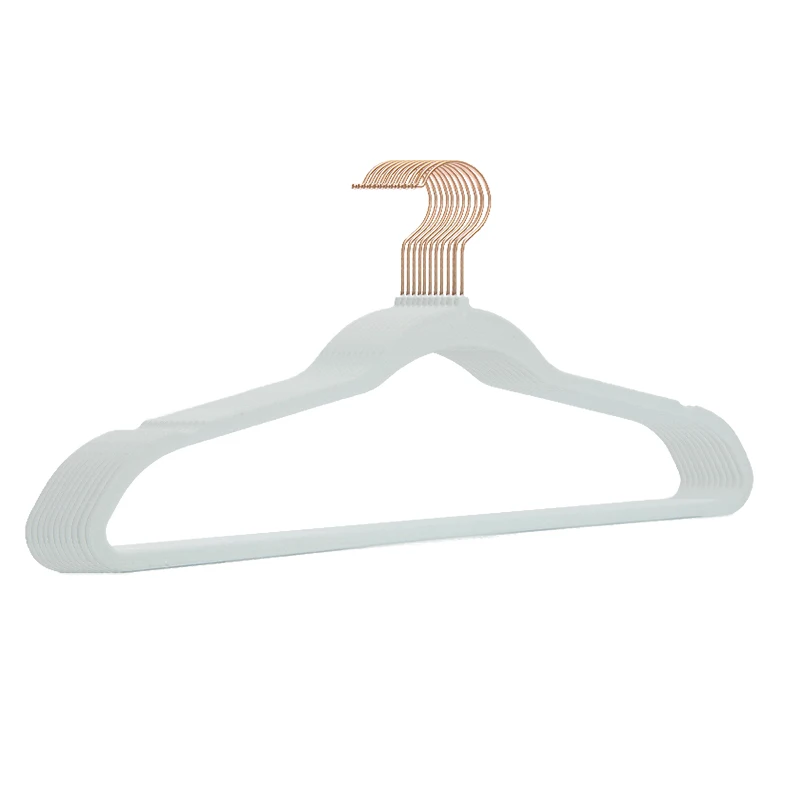 Custom Velvet Hangers 100 Pcs Packing White Flocking Hanger Rose Gold