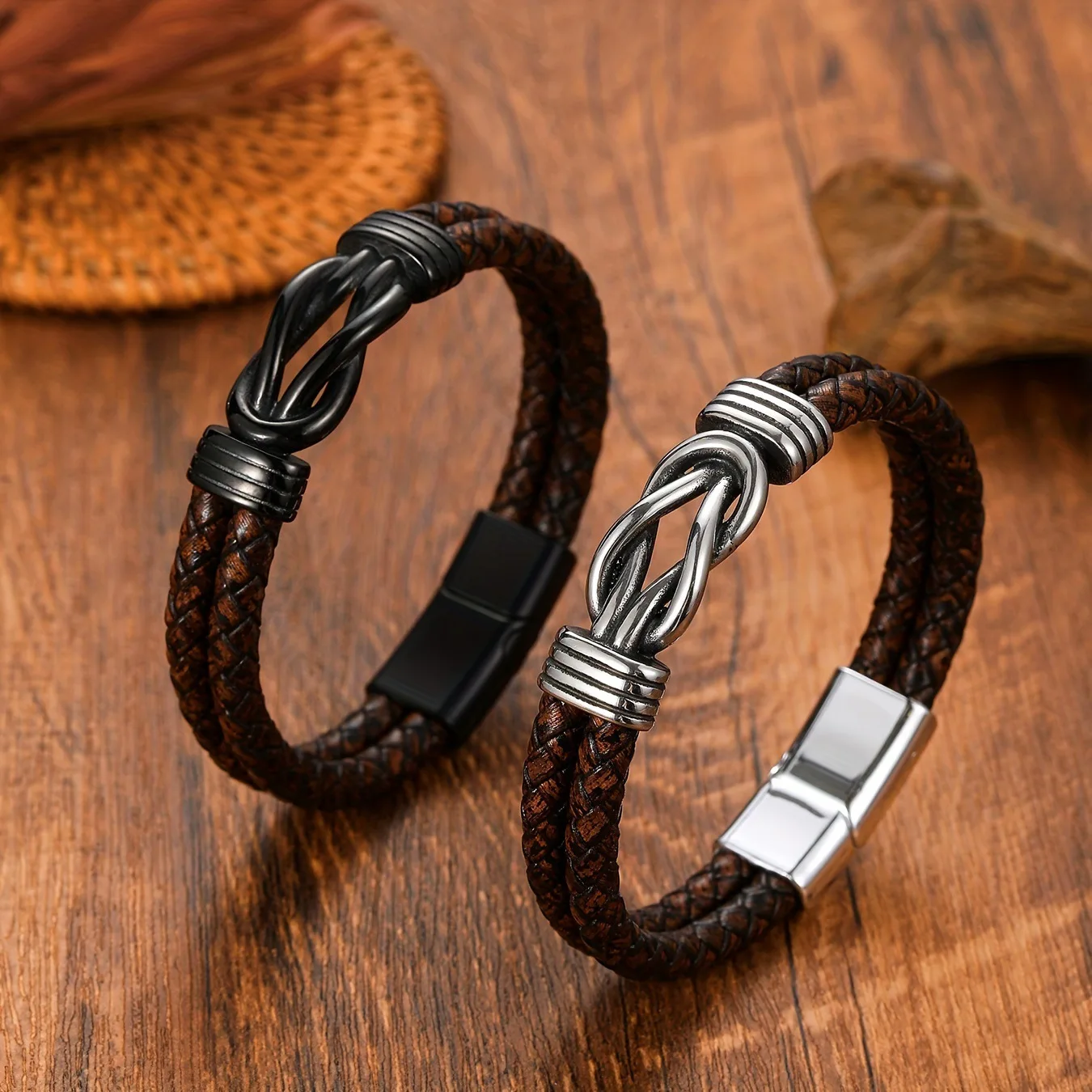 SEPT Vintage Punk Leather Bracelet for Men Infinity Figure
