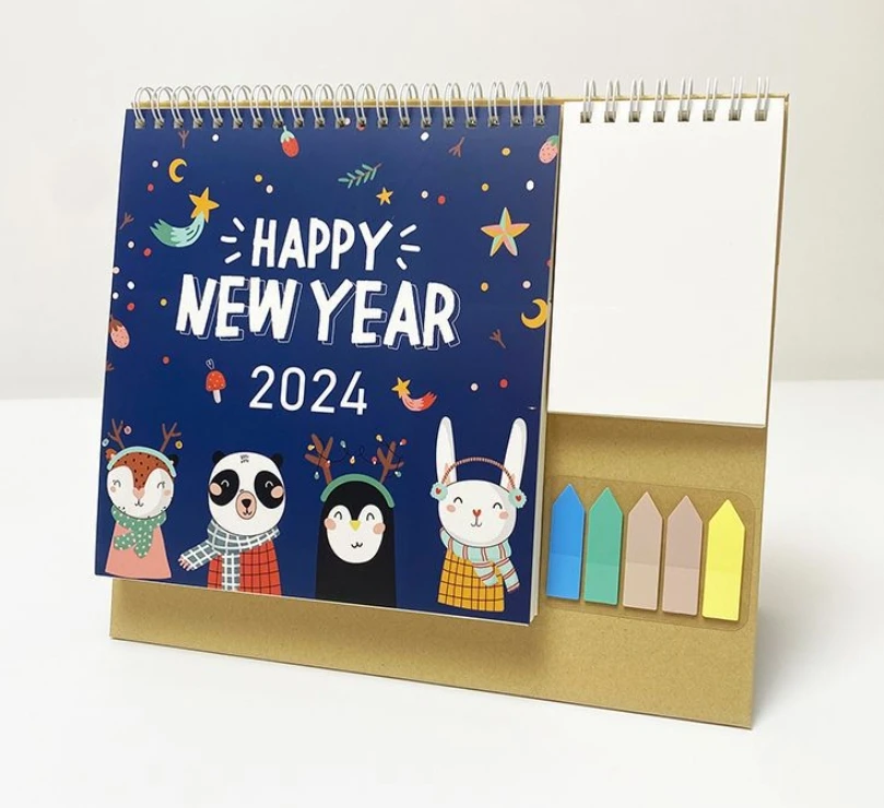 2024 Hot Selling New English Calendar Schedule Record Planning Multifunctional Pocket Calendar Office Desktop Calendar School 