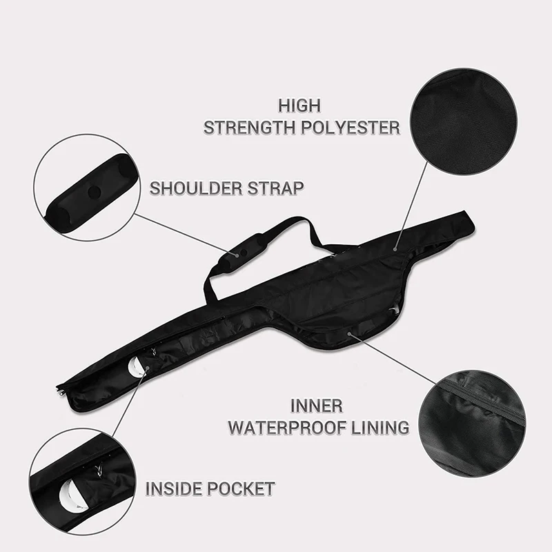 BSCI Factory Customize Waterproof Tackle Shoulder Zipper Duffle Bag for Outdoor Fishmen Travel Sling Storage Fishing Rod Bag