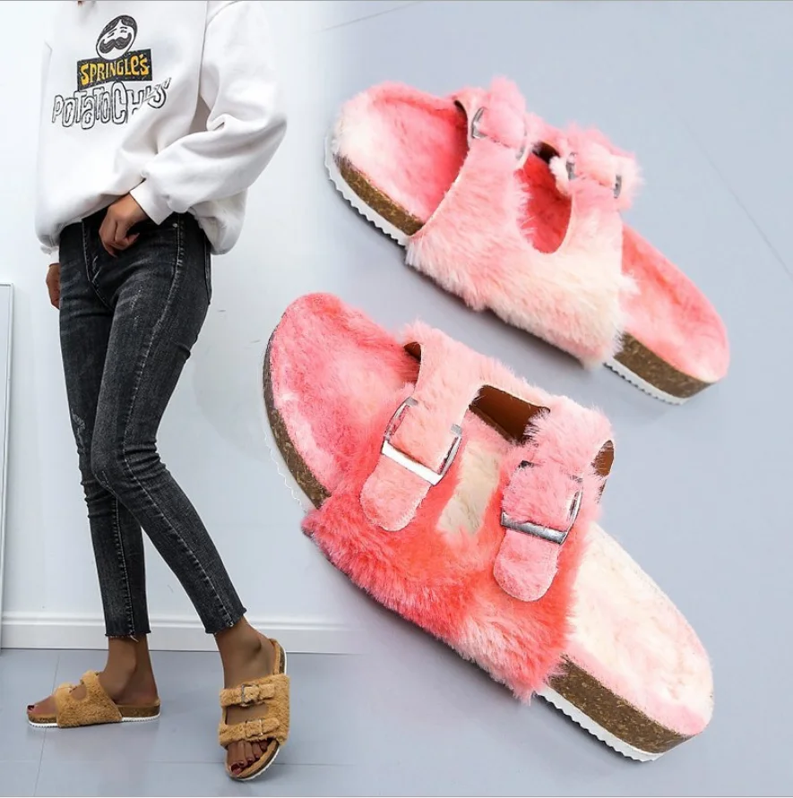 Details about   WHOLESALE LOT Women's  Comfortable Fashion Fur slippers sandal-Ds25/m pink 