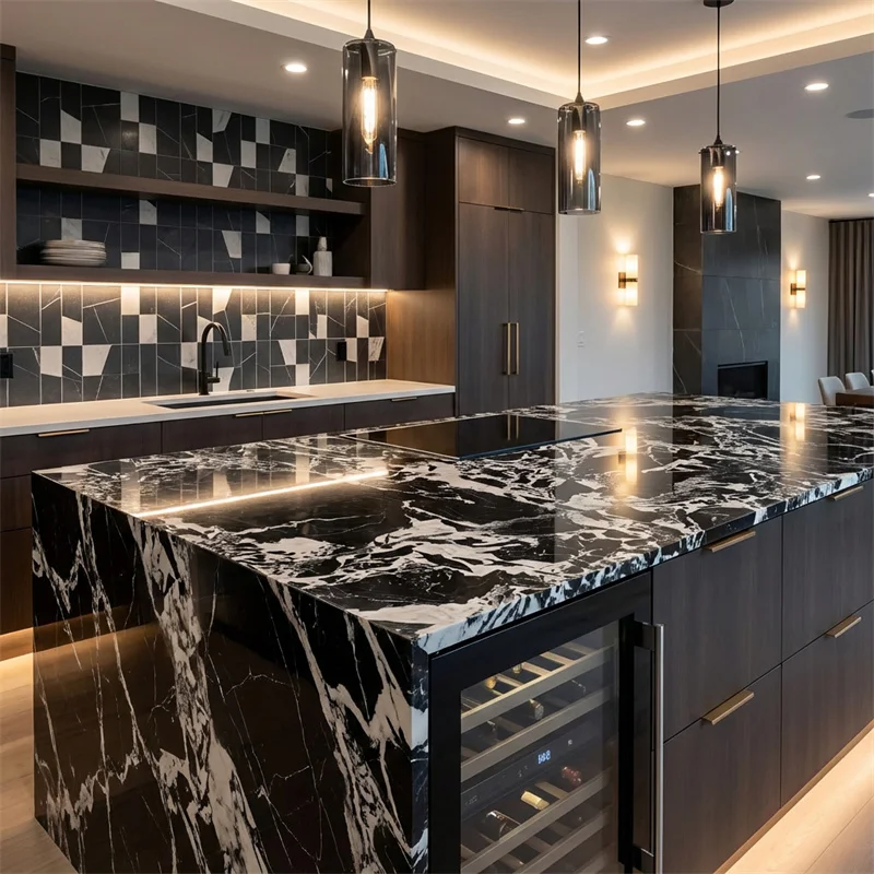 Modern Natural Stone Black Marble Counter Top Polished Tables Marble for Kitchen Countertops