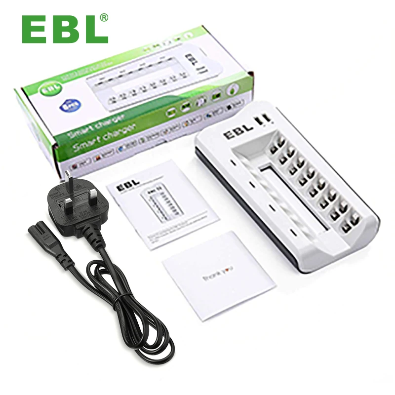 8 Bay Rechargeable Battery Charger With Dual USB Port For NI-MH NI-CD AA AAA Rechargeable Batteries