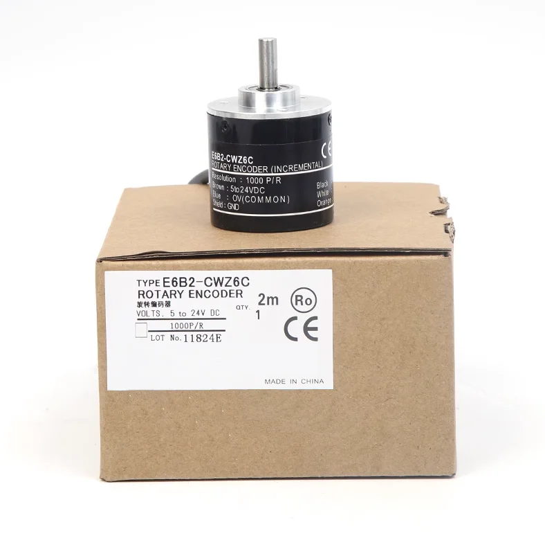 Wholesale Dia40mm Solid Shaft DC5V Linear Driver Output*2 Type ABZ A/ B/ Z/  Six Phase Incremental Rotary Encoder E6B2-CWZ1X 10~2000 P/R From 