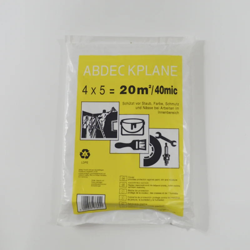 Disposable LDPE Drop Sheet Plastic Dust Sheets HDPE Drop Cloth 9x 12 Ft for Painting Decoration