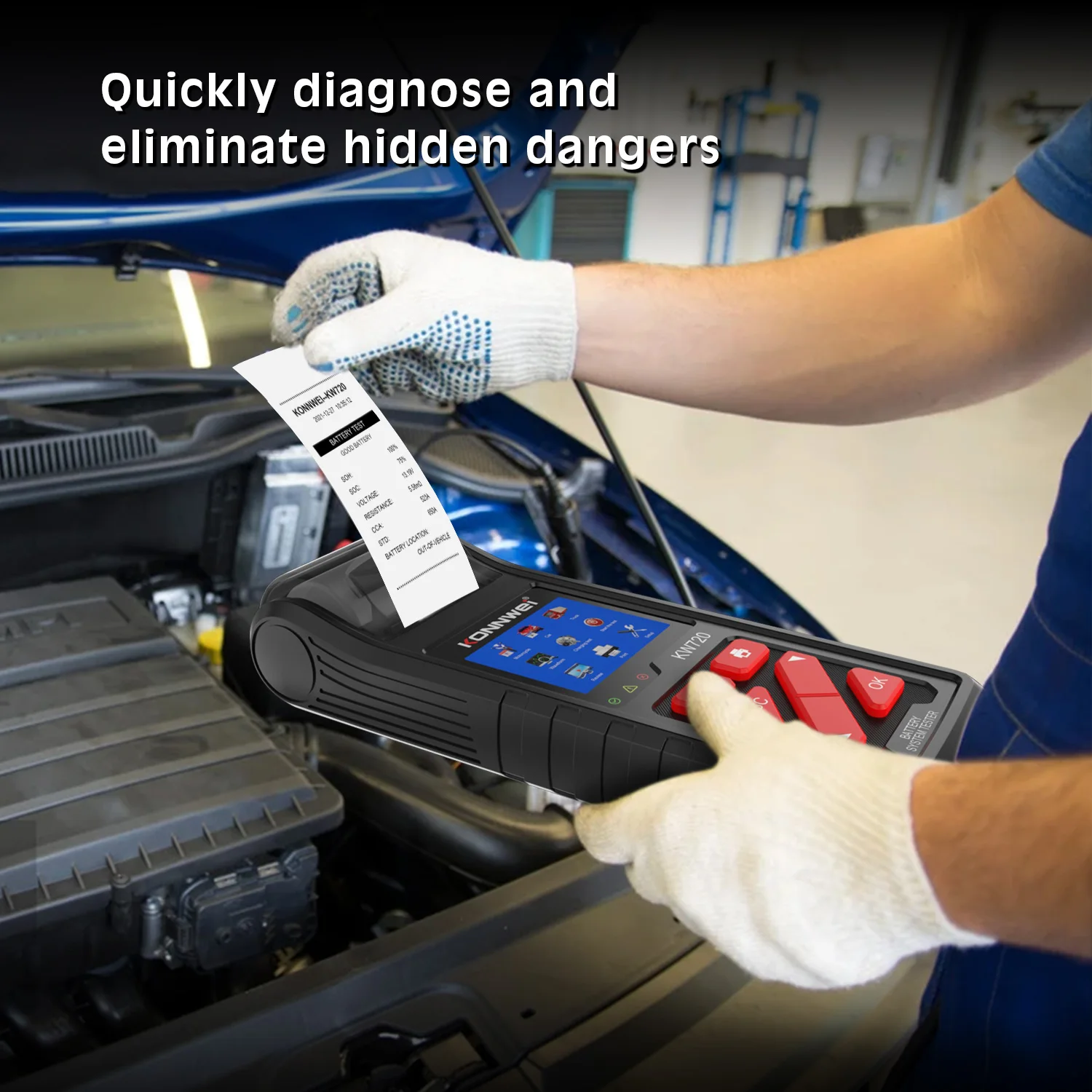 Цифровой тестер батареи KONNWEI KW720 6 в 12 В 24 анализатор CCA SOH с принтером для