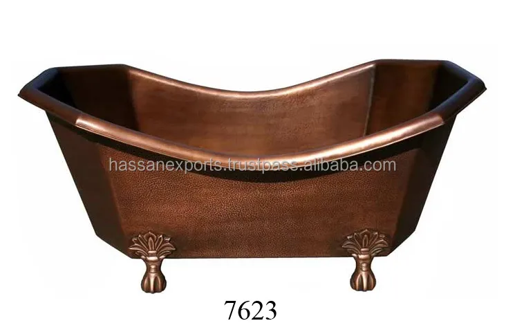 Handicraft Bathroom Decorative Copper Bathing Tub Plain Mirror Polish Bath Tub for Home Decoration Bathing Tub