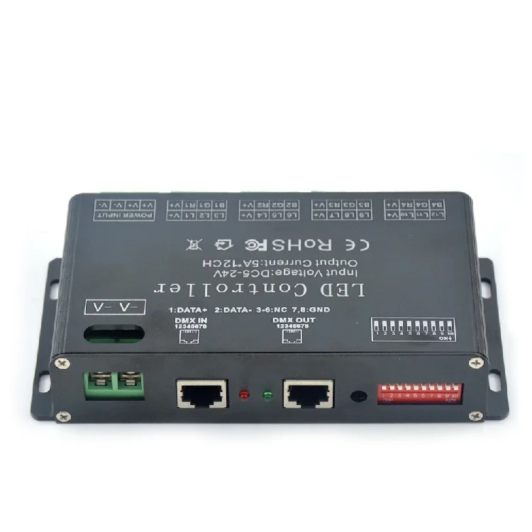 12CH 5A Constant Voltage DMX Signal DMX512 Decoder RGB Led Controller Dimmer for Led Strip Light Control