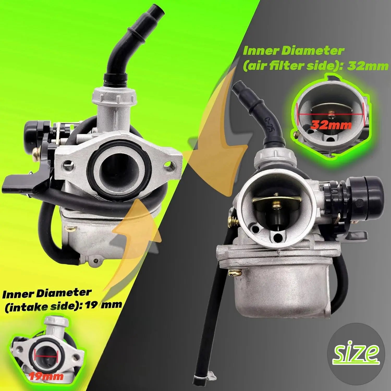 Carburatore PZ19 Compatibile Per Motori 50cc-125cc: Ricambio Per ATV, Go Kart E Moto Da Cross Cinesi