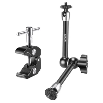NEEWER 9.8"/25cm Adjustable Magic Arm with Super Clamp for Flash/LED Light/Microphone/Monitor , Max Load: 4.4lb/2kg, ST25C