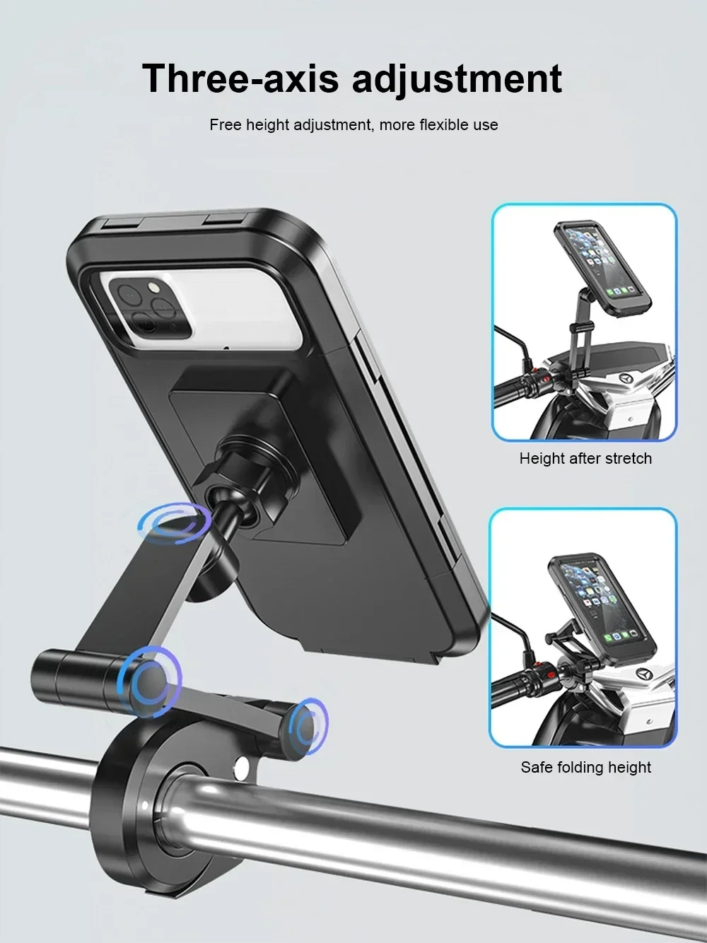 Universal Waterproof Motorcycle Bike Mobile Phone Holder Support Bicycle GPS 360° Swivel Adjustable Cellphone Holder