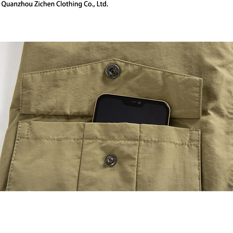 2024 Spring Autumn Outdoor Casual Windproof Baggy Jacket Men Waterproof Detachable Hat Multiple Pocke Pizex Trench_voghion.com