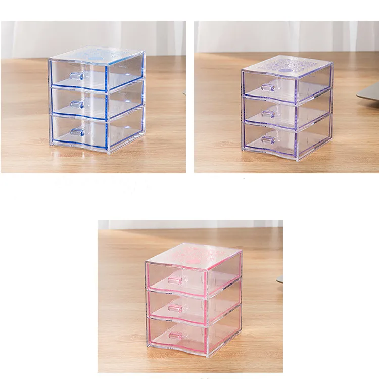 1pc Makeup Storage Box Transparent Double-layer Dust-proof Drawer