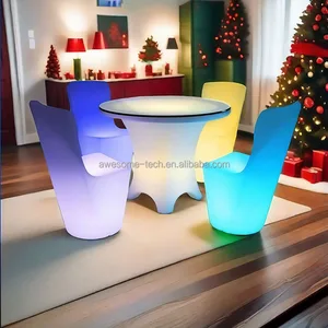 Stylish Colorful Waterproof Plastic Led Stool for Hotel Indoor Furniture
