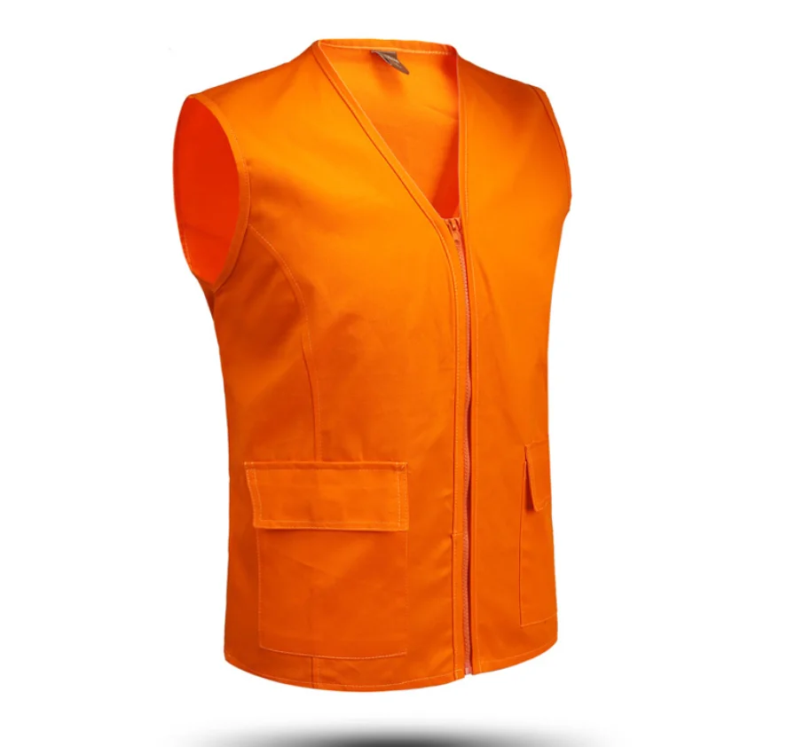 Customized men supermarket work vest with logo printed