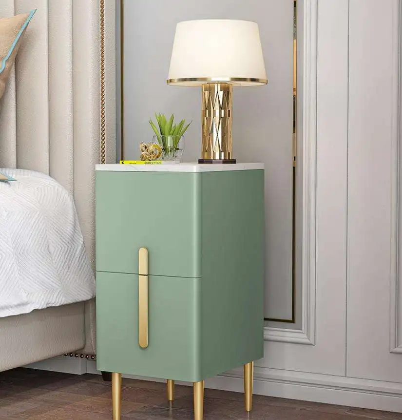 Modern Design Nordic Simple Style Nightstand Square Grey Flannelette