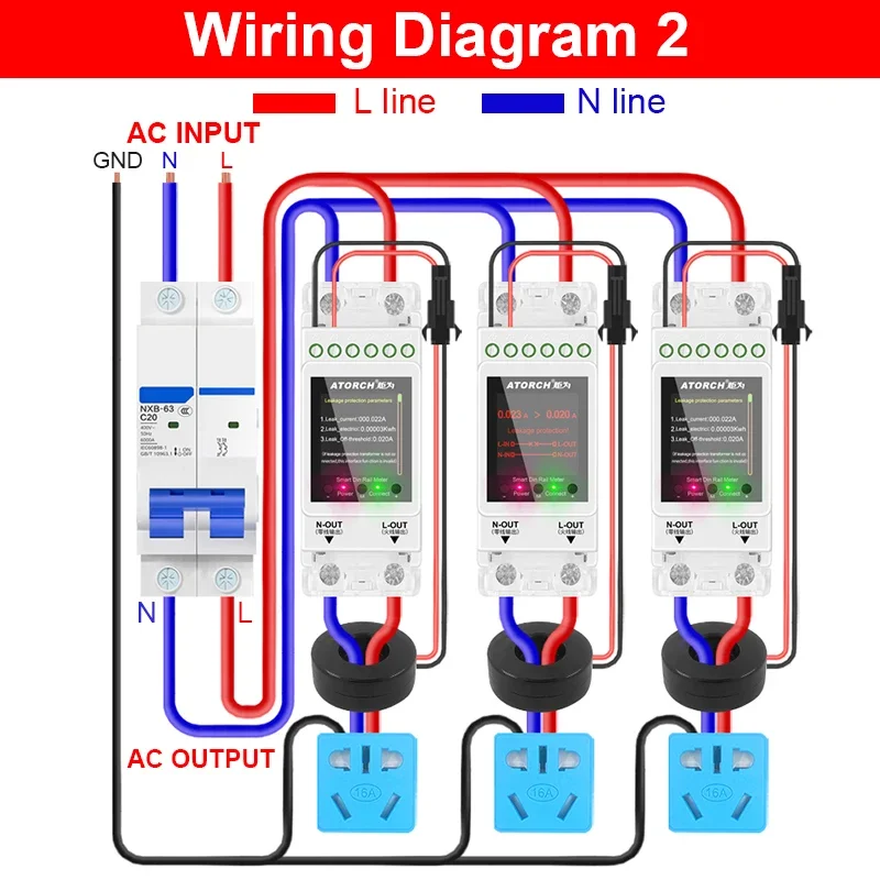 AT2PW 100A Tuya WIFI Din Rail Energy Meter Smart Switch Remote Control AC 220V 110V Digital Volt Amp Kwh Frequency Factor Meter