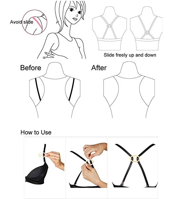 Bra Accessories Plastic Bra Strap Clips Nonslip Adjustable Racerback