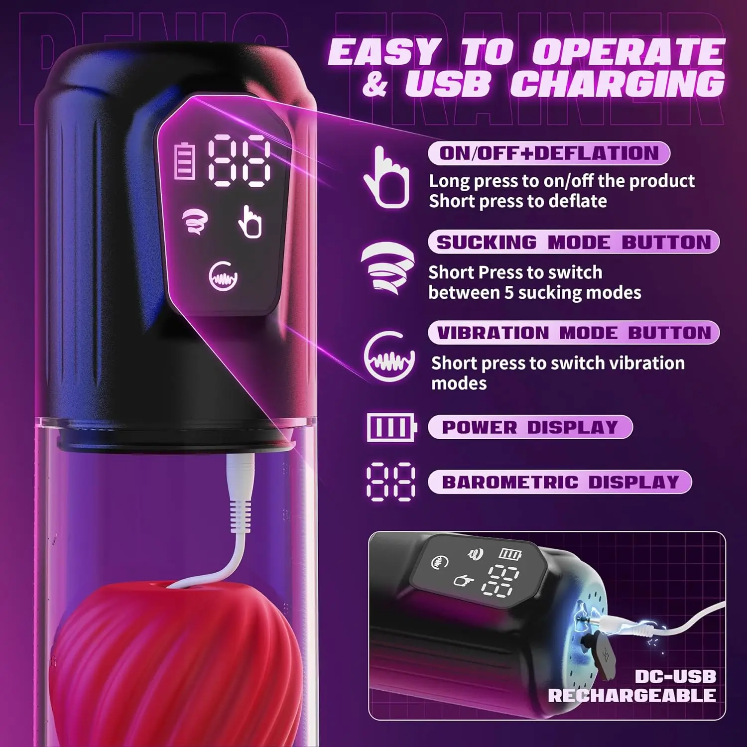 Neue Elektrische Penispumpe mit Rosenfrmiger Innenhlle 5 Vibrationsstufen  Saugfunktion Sexspielzeug fr Mnner Penispumpe Verlngerung| Alibaba.com