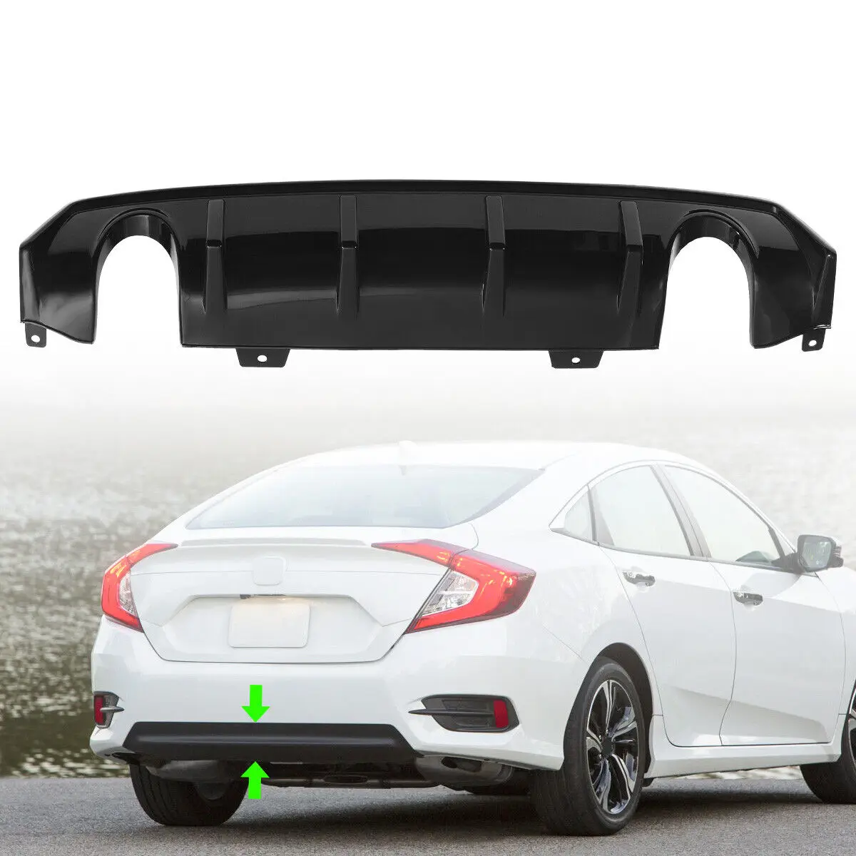 OEM auto parts Glossy Black Rear Bumper lower Lip Diffuser Splitter Spoiler for Honda Civic 2016-2021