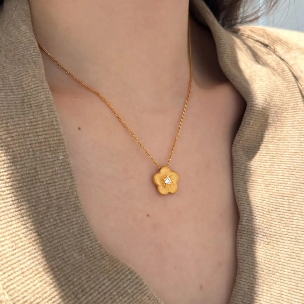 KAKODIY Casual Daily Thin Necklace Jewelry 5A Zircon Adjustable Flower Pendant Necklace for Girls detail 2