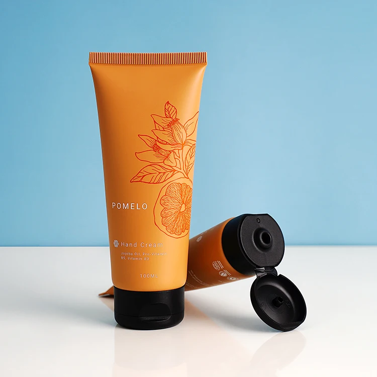 50ml 100ml Refillable Soft Plastic Squeeze Tubes Orange Face Hand Cream Skincare Facial Cleaning Packaging Cosmetic Empty Tube