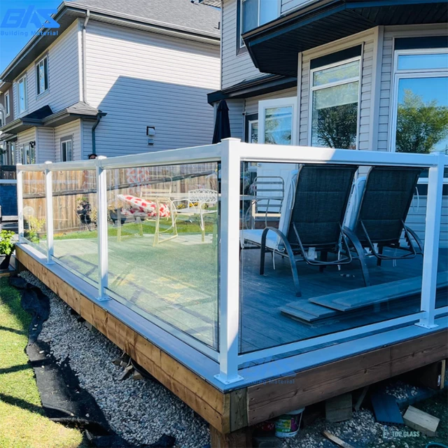 Customizable Powder Coated Aluminum Column Glass Balustrade for Outdoor Apartment Decking Terraces Balcony Railing
