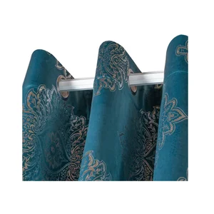 Latest Design Printed Foil Velvet Blackout Curtain Silver Foil Printing Velvet Luxury Blue Velvet Curtain