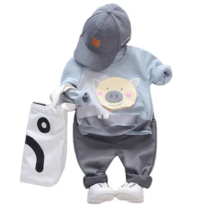 Cute Interesting Cartoon Bear Print Round Collar Long Sleeves Boys Boutique Clothing 2019 Korean Kids Clothes Children