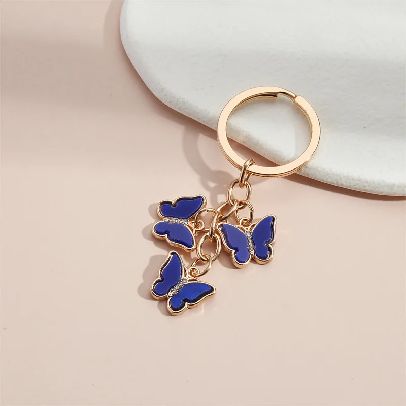 Cute Keychain Oil Butterfly Key Ring Enamel Titanium Steel Animal Key Chains for Women Girls HandbagAccessories Handmade Jewelry