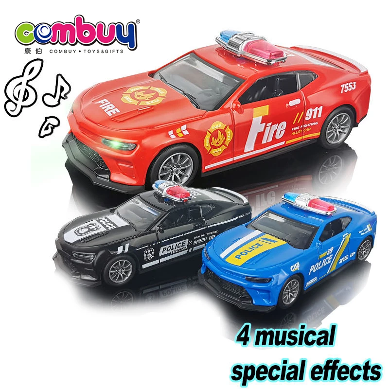 Mini Light Music Pull Back Toy Police Cars Diecast Model