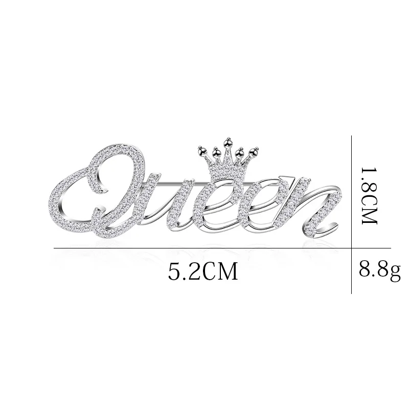 Personality Queen Alphabet Zircon Crown Custom Name White Gold Plated Fashion Brooch