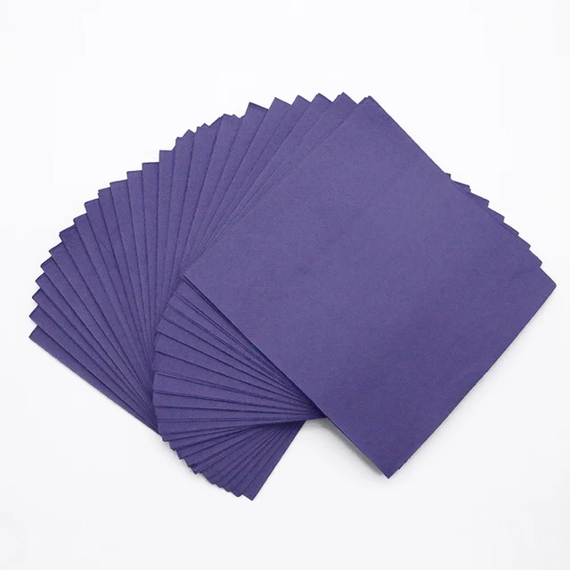 High Quality Purple Colored Paper Napkins Luxury Dinner Paper  Napkins 1/4 Folded Napkins For Events