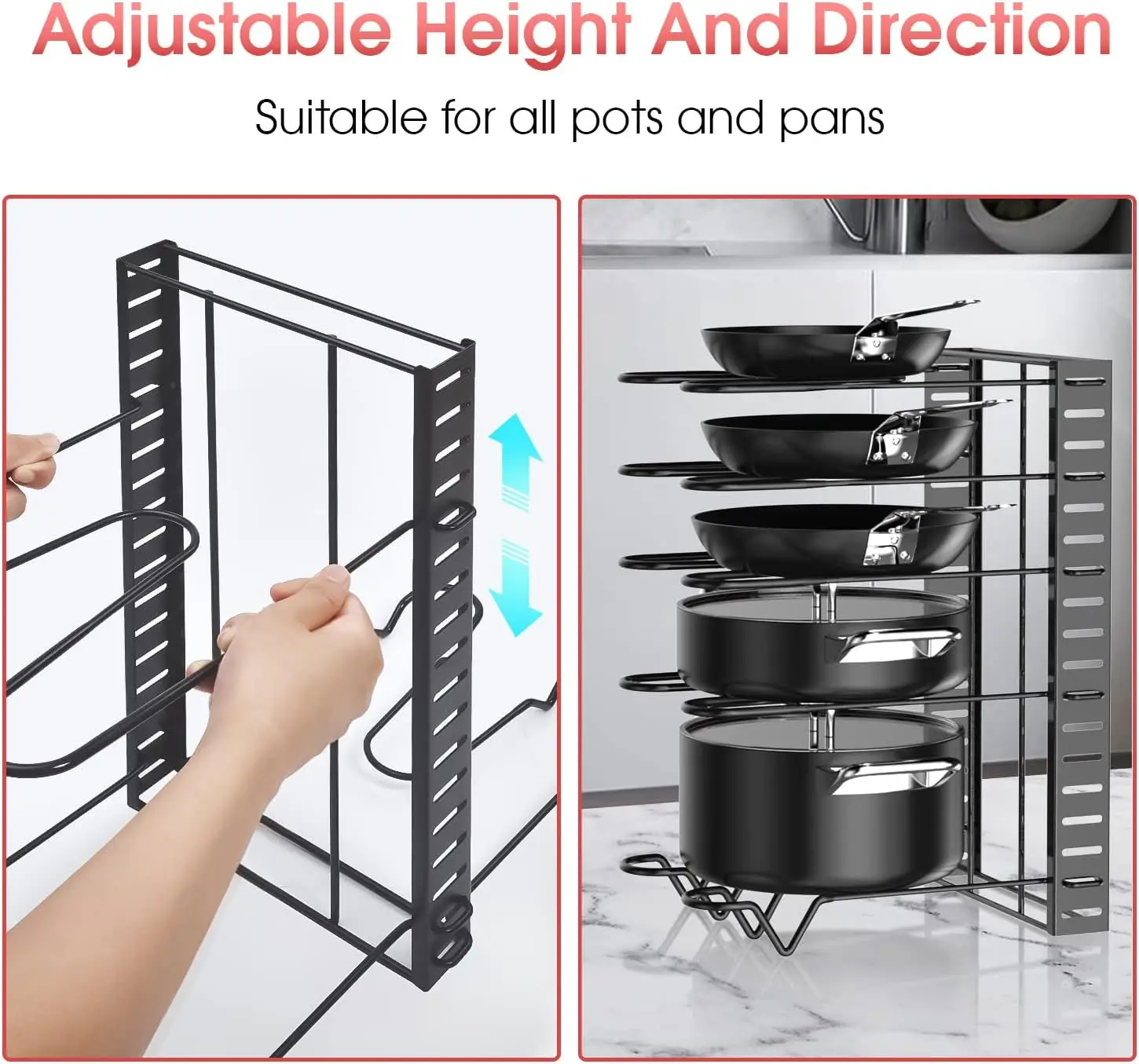 Custom Size Color Pot Holders for Kitchen Pot Lid Holder Plate Rack Kitchen Organizer Suitable for Kitchen Utensils Storage