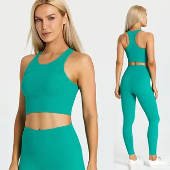 Women Sportswear Active Fitness Suit Workout Sport Wear Gym Clothing Y Back Crop Top High Waist Tights Two Piece Yoga Set