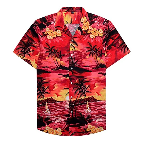 High Quality Men's Shirt Casual Beach Printing Mens Button Pp Aloha ...