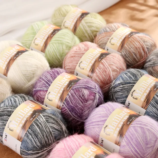50g Maillard Mixed Dye Gradient Medium-Thin Wool Blended Hand-Knitted Crochet Coat Long Segment Dye Flowly Scarf Cap Made Cotton