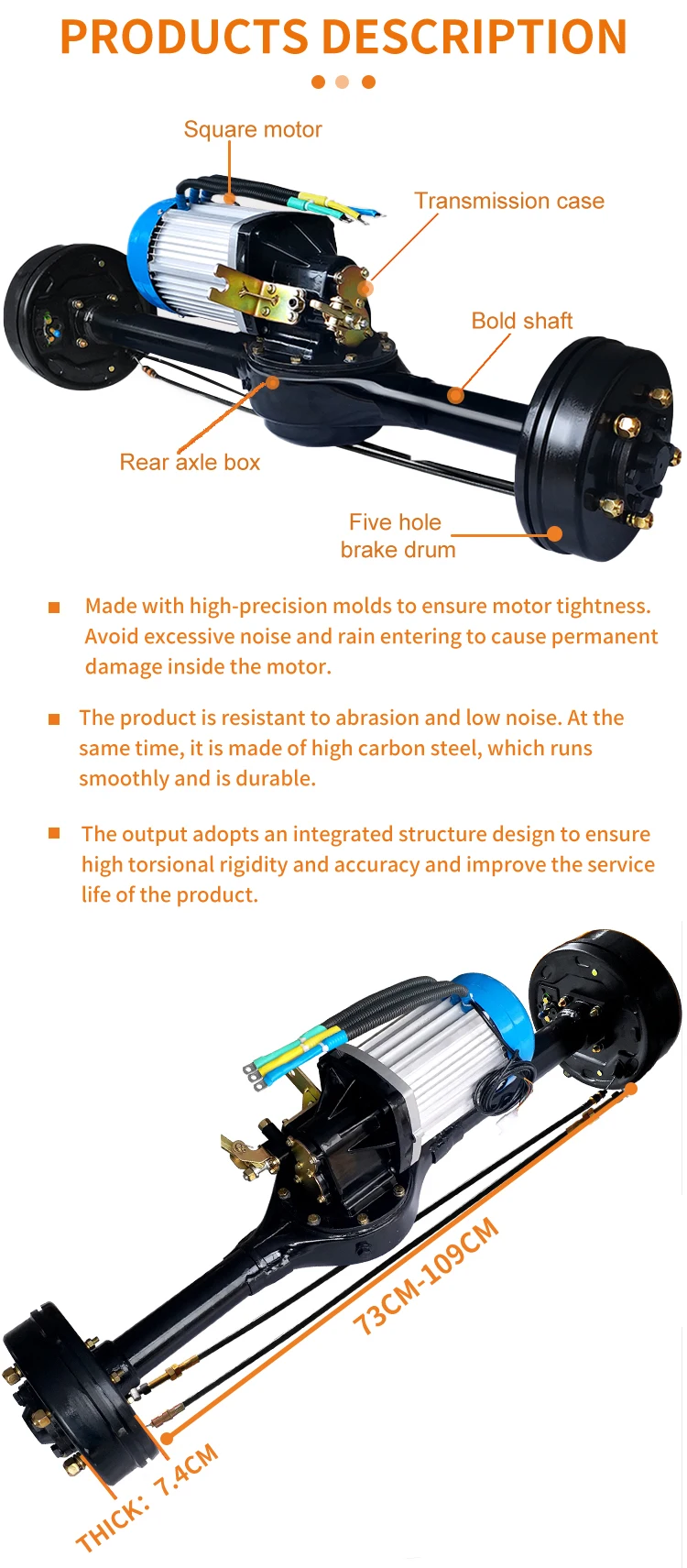 Rear Axle Differential Rear Axle Differential Electric 3 Wheels Vehicle