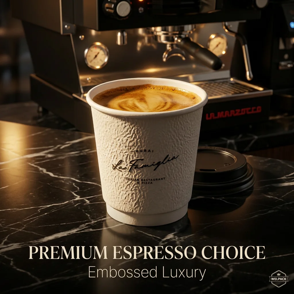 Luxury 110ml Embossed Espresso Paper Cup by WELCOTECH Double Wall Heat Insulation Small Coffee Cup f