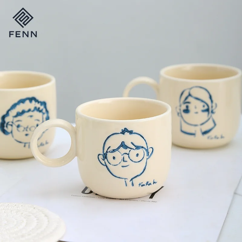 Personalized water mugs handmade head portrait hand-painting coffee mug ceramic mug for household