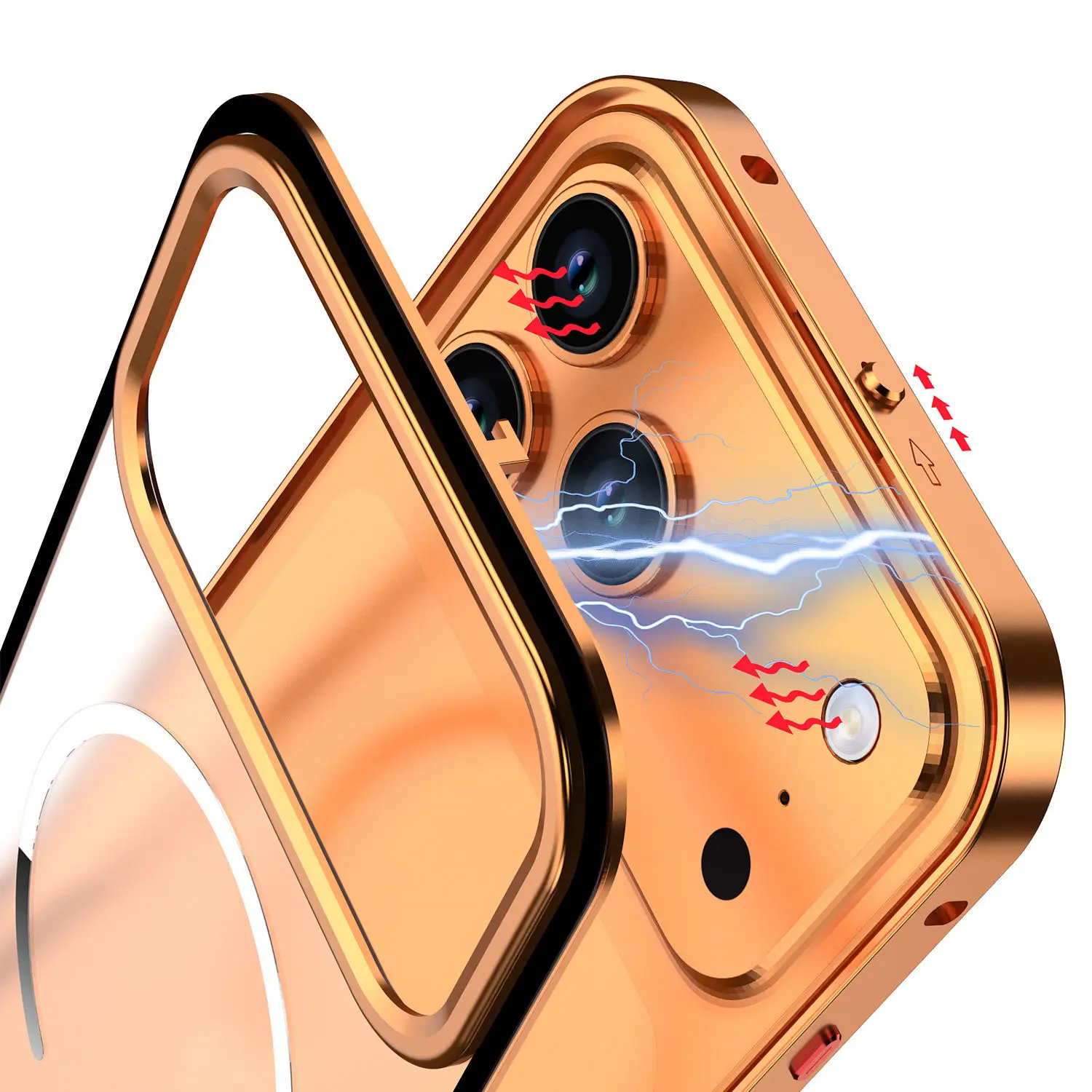 product laudtec high quality aluminum metal frame protective phone case hot selling accessories for iphone 17pro max mobile phone cover-4