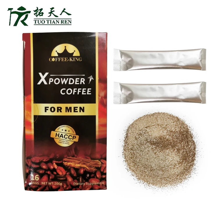 Custom Man Power Coffee Powder Male Vitality Tongkat Ali Private Label Instant Maca Black Energy Coffee for Men
