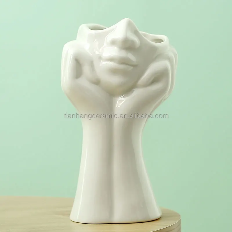 Nordic style porcelain Human face Flower Vase Modern Home Office Decor of Creative living room desktop Ornament ceramics vase.jpg