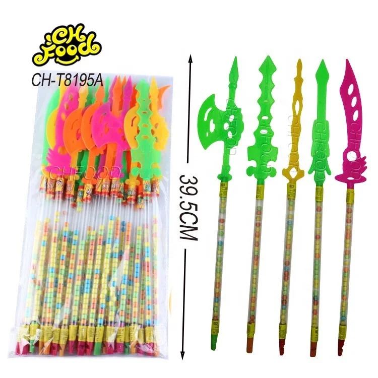 Low MOQ Wholesale Cheap Plastic Long Stick China Weapons Candy Toy for Kids